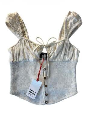BDG Urban Outfitters Rosalie Smocked Button-Down Blouse